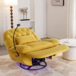 270 Degree Swivel Power Recliner with Bluetooth, Voice Control, USB Ports & Hidden Storage - Yellow - Image 25