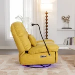 270 Degree Swivel Power Recliner with Bluetooth, Voice Control, USB Ports & Hidden Storage - Yellow - Image 26