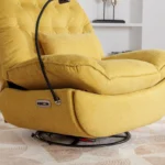 270 Degree Swivel Power Recliner with Bluetooth, Voice Control, USB Ports & Hidden Storage - Yellow - Image 30