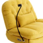 270 Degree Swivel Power Recliner with Bluetooth, Voice Control, USB Ports & Hidden Storage - Yellow - Image 42