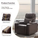 Ultimate Comfort: Power Motion Recliner with USB & Hidden Storage - Brown - Image 5