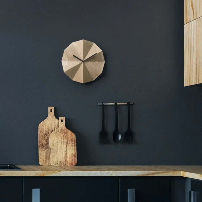 Delta Clock Oak - Sundial-Inspired Wall Clock | Silent Operation & Sophisticated Design - Image 3