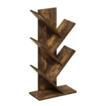 Tree Bookshelf 5-Tier Floor Standing Tree Bookcase, Amber Pine Modern & Space-Saving Design