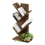Tree Bookshelf 5-Tier Floor Standing Tree Bookcase, Amber Pine Modern & Space-Saving Design - Image 3