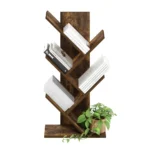 Tree Bookshelf 5-Tier Floor Standing Tree Bookcase, Amber Pine Modern & Space-Saving Design - Image 4