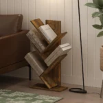 Tree Bookshelf 5-Tier Floor Standing Tree Bookcase, Amber Pine Modern & Space-Saving Design - Image 5