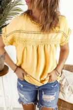 Shelby Swiss Dot Lace Short Sleeve Top Elegant Textured Design & Comfortable Fit | Ideal for Various Occasions - Image 4