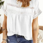 Shelby Swiss Dot Lace Short Sleeve Top Elegant Textured Design & Comfortable Fit | Ideal for Various Occasions