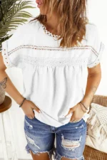 Shelby Swiss Dot Lace Short Sleeve Top Elegant Textured Design & Comfortable Fit | Ideal for Various Occasions - Image 5