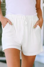 Zahra Women's Waffle Knit Lace-up High Waist Wide Leg Casual Shorts - Stylish & Comfortable Summer Wear - Image 2