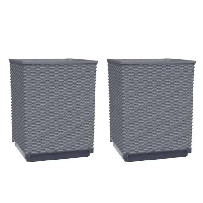 Planters 2 pcs Dark Gray Polypropylene - Elegant and Durable Outdoor Decor - Image 1