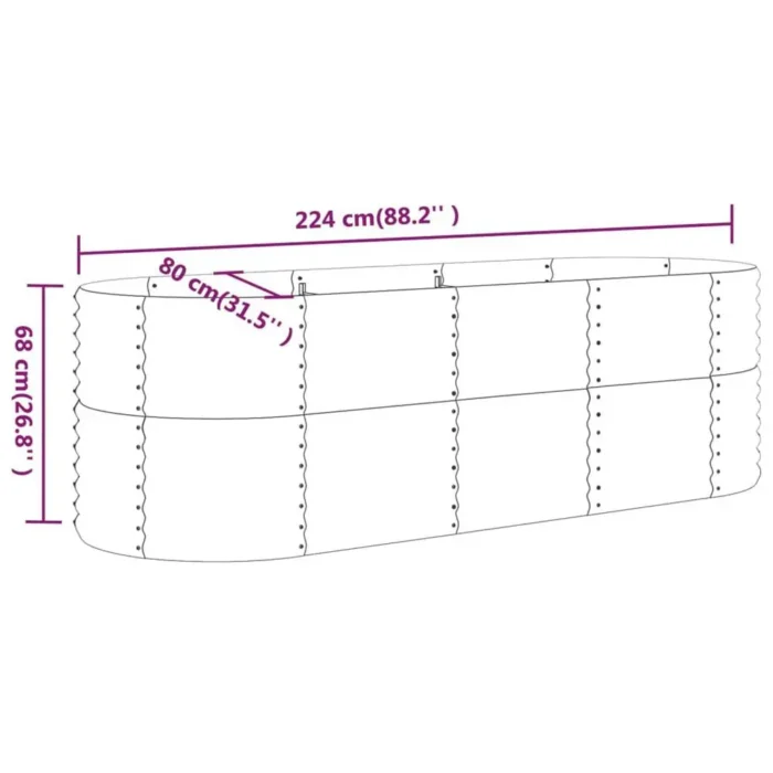 Durable Powder-coated Steel Garden Raised Bed | Ideal for Vegetables, Herbs & Flowers - 88.2"x31.5"x26.8" - Gray - Image 5