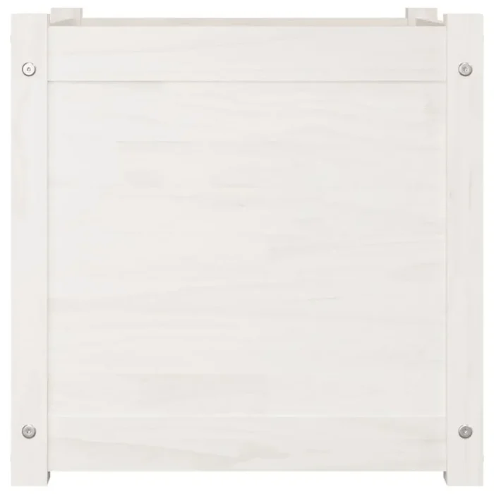 Elegant White Garden Planter - 19.7"x19.7"x19.7" Durable Solid Pine Wood Planter for All-Season Use - Image 2