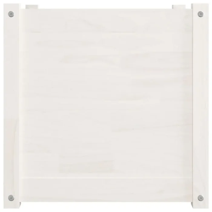 Elegant White Garden Planter - 19.7"x19.7"x19.7" Durable Solid Pine Wood Planter for All-Season Use - Image 3