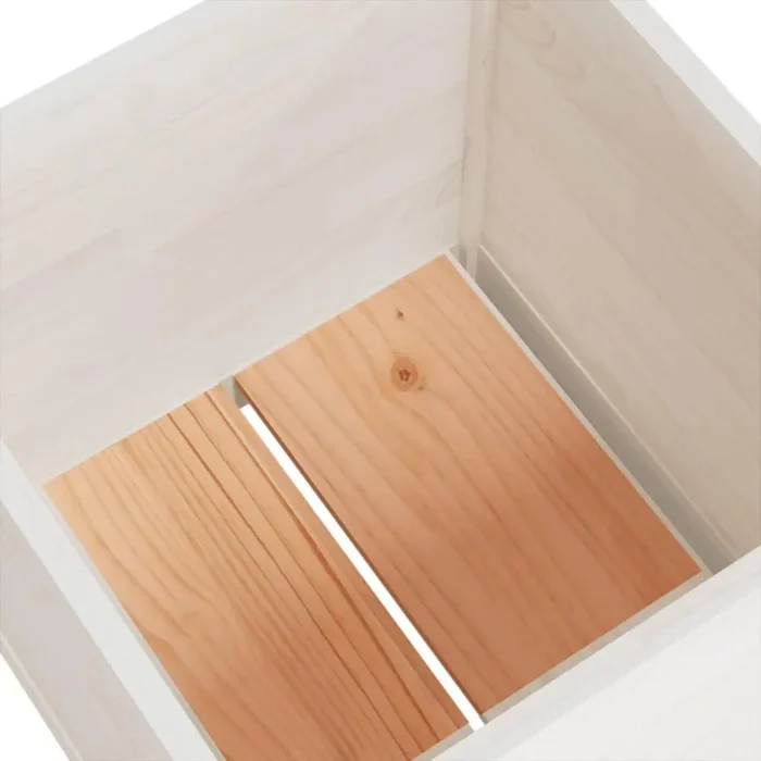 Elegant White Garden Planter - 19.7"x19.7"x19.7" Durable Solid Pine Wood Planter for All-Season Use - Image 4