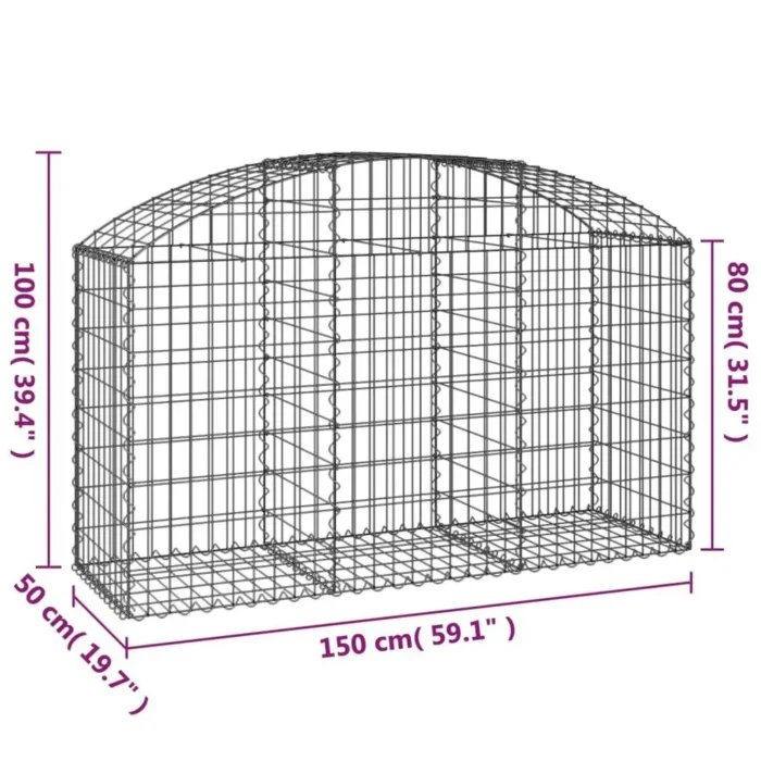 Premium Arched Gabion Basket - Durable Galvanized Iron 59.1"x19.7"x31.5"/39.4" for Decorative & Functional Garden Barriers - Image 4