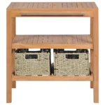 Solid Teak Bathroom Vanity Cabinet with 2 Baskets - 29.1" x 17.7" x 29.5" | Elegant & Durable - Image 2