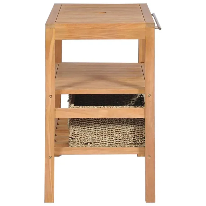 Solid Teak Bathroom Vanity Cabinet with 2 Baskets - 29.1" x 17.7" x 29.5" | Elegant & Durable - Image 3