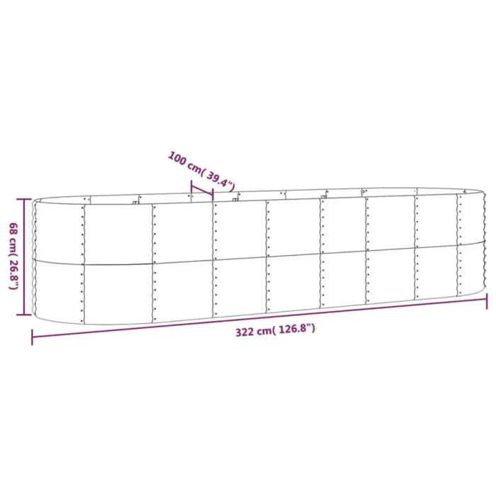 Durable Garden Raised Bed with Powder-Coated Steel Frame, 126.8"x39.4"x26.8" - Weather-Resistant, Gray | Ideal for Outdoor Gardening - Image 5