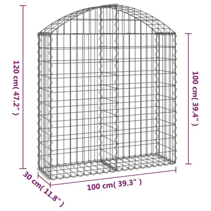 Arched Gabion Basket 39.4"x11.8"x39.4"/47.2" - Durable Galvanized Iron Garden Barrier & Decorative Wall - Image 4