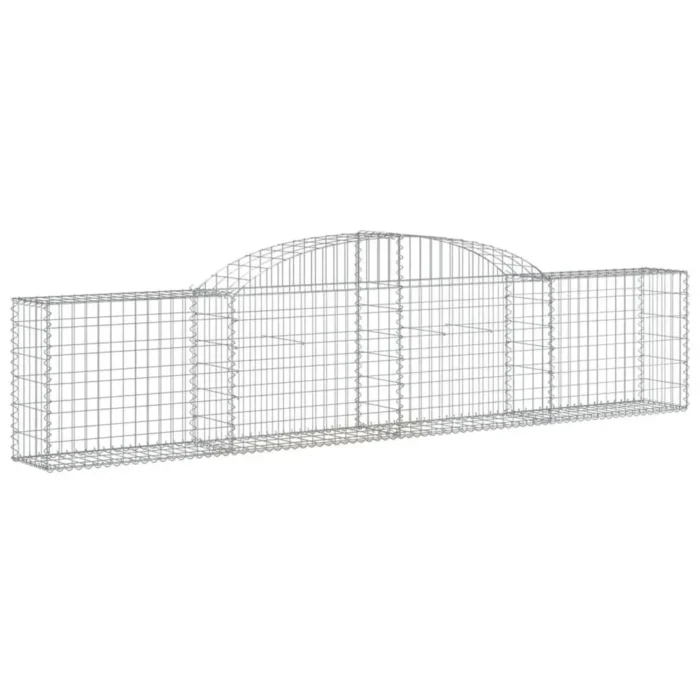 Durable Arched Gabion Basket - Stylish Garden Barriers 118.1"x11.8"x23.6"/31.5" Galvanized Iron - Image 1