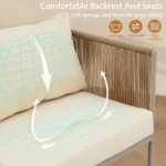 4-Piece Rope Sofa Set with Thick Cushions & Glass Table - All-Weather Patio Furniture for 4, Beige - Image 6