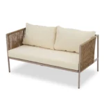 4-Piece Rope Sofa Set with Thick Cushions & Glass Table - All-Weather Patio Furniture for 4, Beige - Image 13