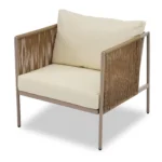4-Piece Rope Sofa Set with Thick Cushions & Glass Table - All-Weather Patio Furniture for 4, Beige - Image 14