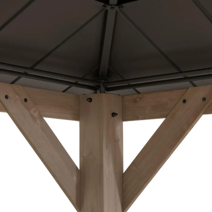 Durable & Stylish 13 ft. x 15 ft. Cedar Framed Gazebo with Brown Steel 2-tier Hip Roof - Perfect for Any Outdoor Space - Image 5
