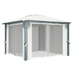 Elegant Cream Aluminum Gazebo with Curtains - 118.1"x118.1" - UV-Resistant, Durable & Easy to Assemble | Perfect for Outdoor Events - Image 2