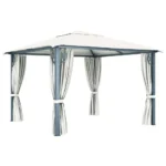 Elegant Cream Aluminum Gazebo with Curtains - 118.1"x118.1" - UV-Resistant, Durable & Easy to Assemble | Perfect for Outdoor Events - Image 3