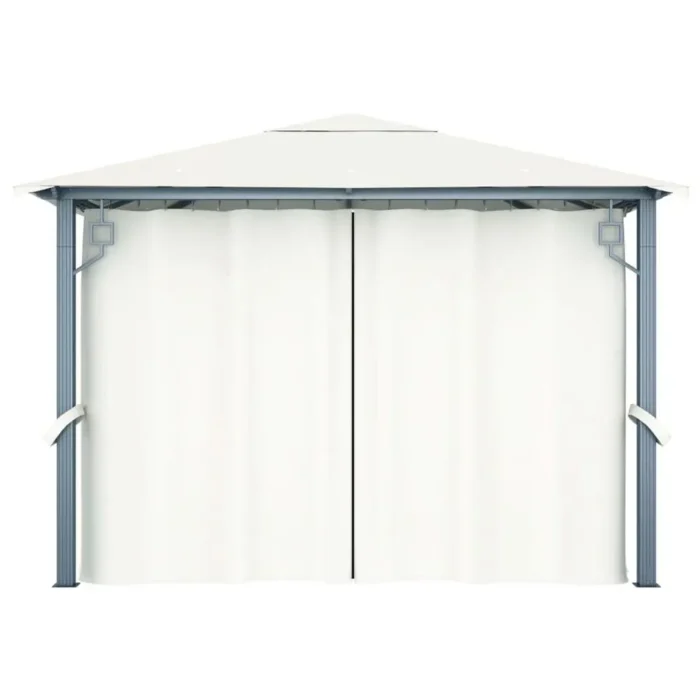 Elegant Cream Aluminum Gazebo with Curtains - 118.1"x118.1" - UV-Resistant, Durable & Easy to Assemble | Perfect for Outdoor Events - Image 4