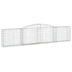 Durable Arched Gabion Basket 157.5"x11.8"x31.5"/39.4" - Galvanized Iron, Decorative & Sound-Insulating Garden Barrier