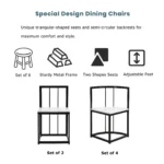 Modern 7-Piece Dining Table Set with Faux Marble - Compact 55-Inch Kitchen Table Set for 6, Black & White - Image 4
