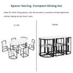 Modern 7-Piece Dining Table Set with Faux Marble - Compact 55-Inch Kitchen Table Set for 6, Black & White - Image 5