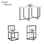 Modern 7-Piece Dining Table Set with Faux Marble - Compact 55-Inch Kitchen Table Set for 6, Black & White - Image 6
