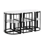 Modern 7-Piece Dining Table Set with Faux Marble - Compact 55-Inch Kitchen Table Set for 6, Black & White - Image 10