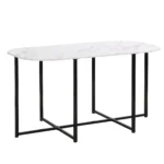 Modern 7-Piece Dining Table Set with Faux Marble - Compact 55-Inch Kitchen Table Set for 6, Black & White - Image 11