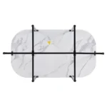 Modern 7-Piece Dining Table Set with Faux Marble - Compact 55-Inch Kitchen Table Set for 6, Black & White - Image 13