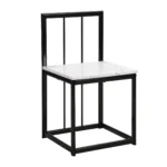 Modern 7-Piece Dining Table Set with Faux Marble - Compact 55-Inch Kitchen Table Set for 6, Black & White - Image 17