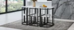Modern 7-Piece Dining Table Set with Faux Marble - Compact 55-Inch Kitchen Table Set for 6, Black & White - Image 21