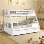 Solid Wood Twin Over Full Bunk Bed with Two Storage Drawers in White - Space-Saving, Elegant & Safe - Image 2