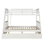Solid Wood Twin Over Full Bunk Bed with Two Storage Drawers in White - Space-Saving, Elegant & Safe - Image 16