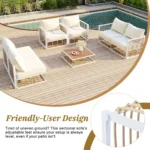 Modern Minimalist 7-Piece Metal Patio Sectional Sofa Set - All-Weather, Indoor/Outdoor Conversational Furniture, White - Image 5