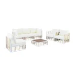 Modern Minimalist 7-Piece Metal Patio Sectional Sofa Set - All-Weather, Indoor/Outdoor Conversational Furniture, White - Image 10
