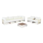 Modern Minimalist 7-Piece Metal Patio Sectional Sofa Set - All-Weather, Indoor/Outdoor Conversational Furniture, White - Image 12