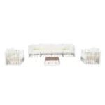 Modern Minimalist 7-Piece Metal Patio Sectional Sofa Set - All-Weather, Indoor/Outdoor Conversational Furniture, White - Image 13