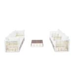 Modern Minimalist 7-Piece Metal Patio Sectional Sofa Set - All-Weather, Indoor/Outdoor Conversational Furniture, White - Image 14