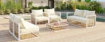 Modern Minimalist 7-Piece Metal Patio Sectional Sofa Set - All-Weather, Indoor/Outdoor Conversational Furniture, White - Image 23