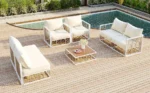Modern Minimalist 7-Piece Metal Patio Sectional Sofa Set - All-Weather, Indoor/Outdoor Conversational Furniture, White - Image 24